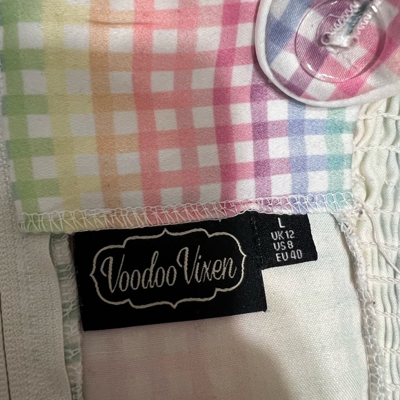 ✨ Voodoo Vixen Trixxie Rainbow Gingham Dress – Size L ✨ - Picture 10 of 12
